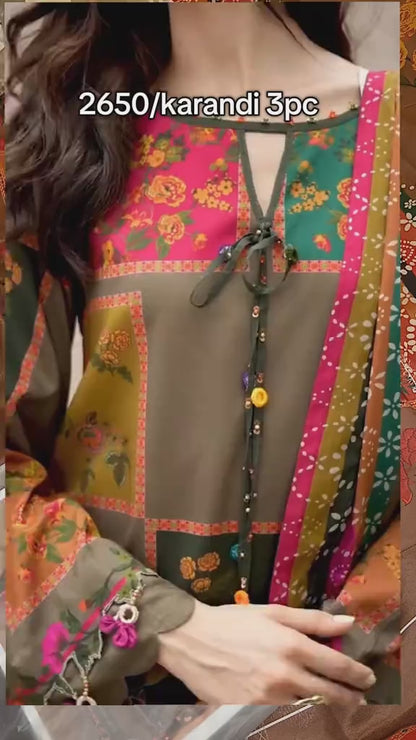 Luxury Karandi 3 Piece (Unstitched)
