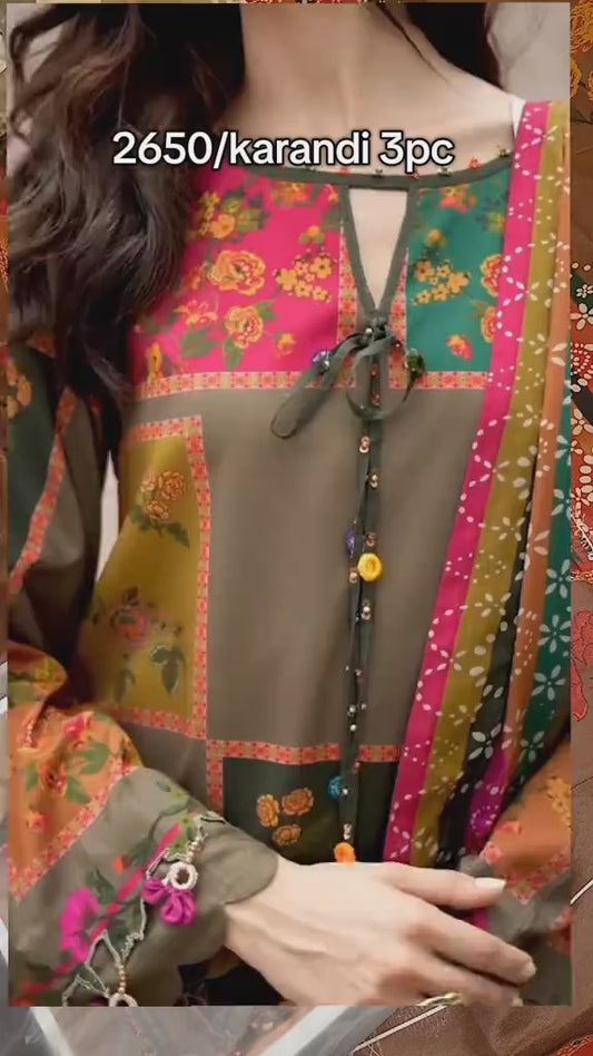 Luxury Karandi 3 Piece (Unstitched)