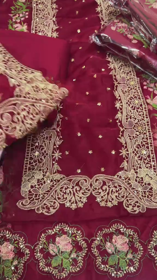 Dhanak Warm Winter 2pc Article (Unstitched) Mehroon