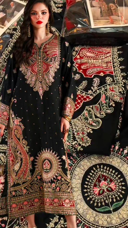 Ethnic Kaftaan Luxury Sik 3pc Article (Unstitched)