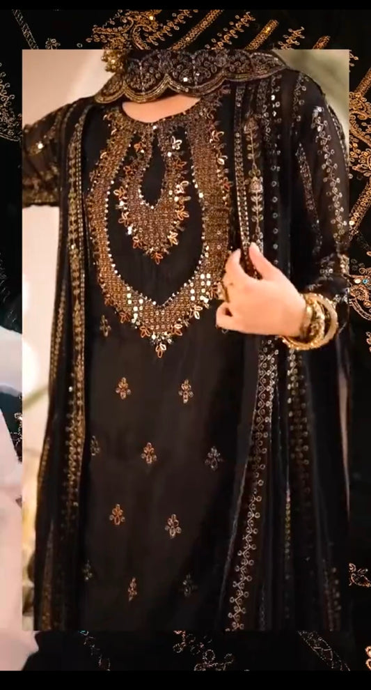 Luxury Eid Collection Special Fancy Chiffon 3 Piece Article (Unstitched)