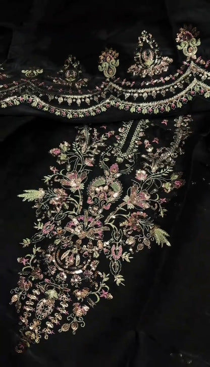 Luxury Sheesha Silk Long Neckline Style 2pc Article (Unstitched)