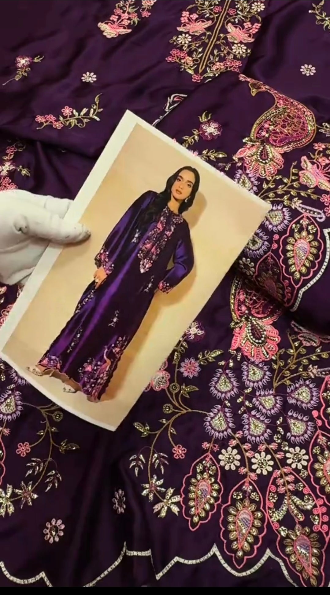 Fatima Mustafa Luxury Silk Kaftan 3pc Article (Unstitched)