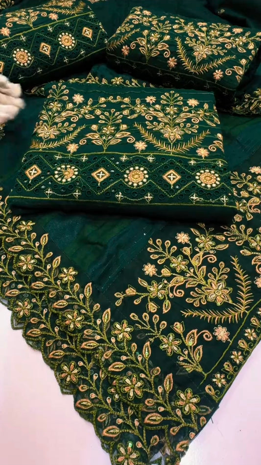 Peach Wool Dhanak Warm Winter 3pc Article (Unstitched)