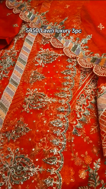 Maria.B Luxury Lawn 3pc Article (Unstitched) with Khaadi Net Dupatta