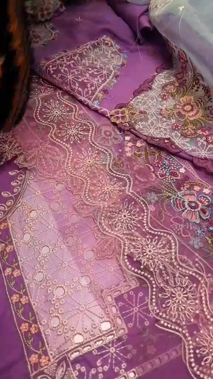 Bin ilyas Luxury Lawn with Monar ready Dupatta 3pc (Unstitched)