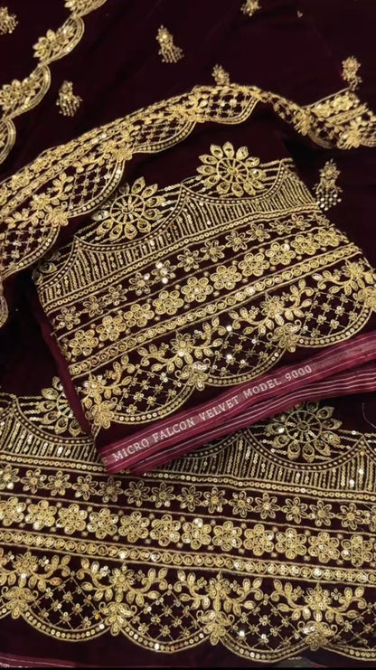 Micro 9000 Luxury Velvet 3pc Article (Unstitched)