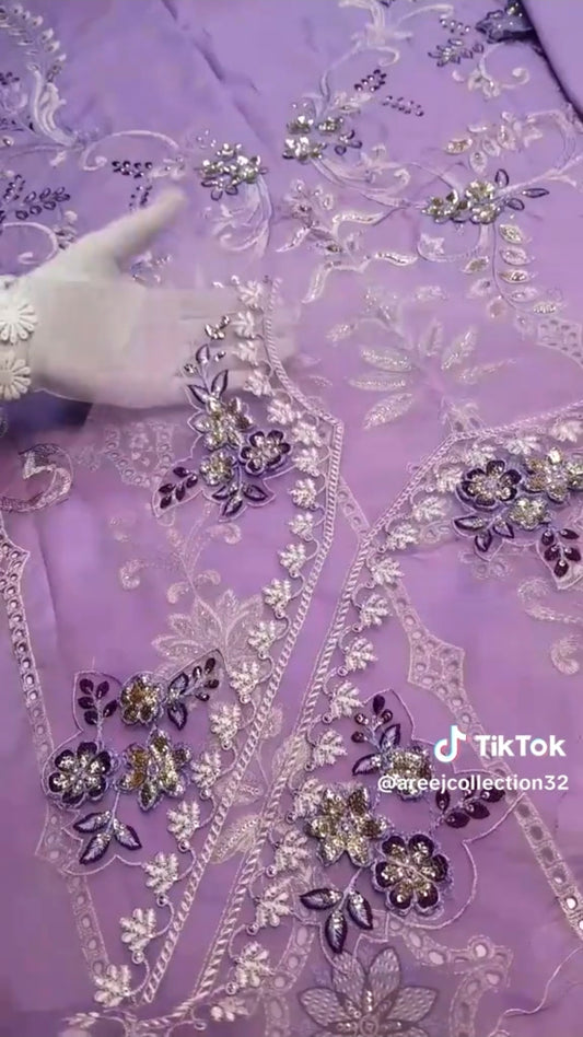 Maria.B New Article 3pc (Unstitched) with Khaadi Net Dupatta