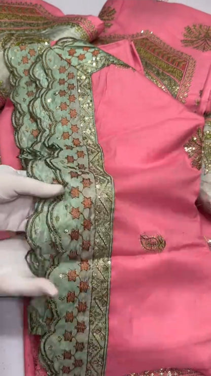 Ethnic Luxury Aplic Kiari Style Dhanak 3pc Article (Unstitched)