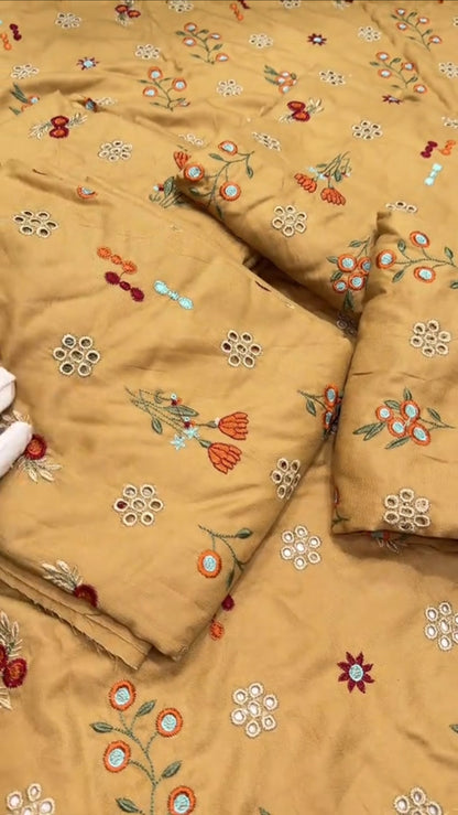 Winter Dhanak Embroided Chikankari 2pc Article (Unstitch)