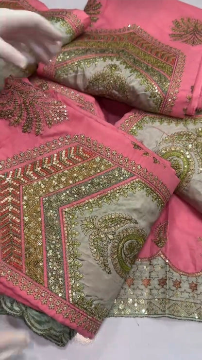 Ethnic Luxury Aplic Kiari Style Dhanak 3pc Article (Unstitched)