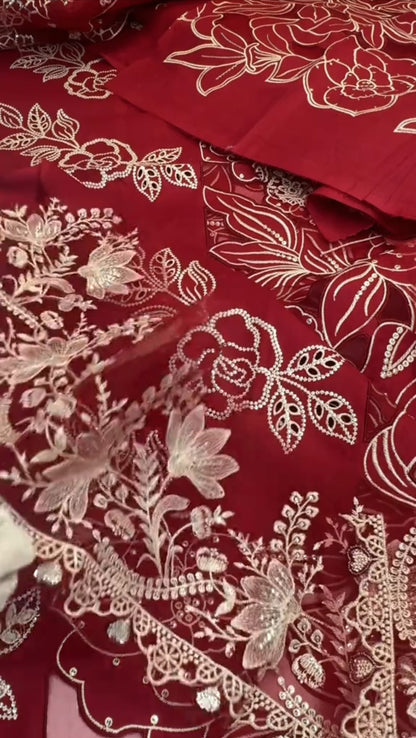 Maria.B Luxury Lawn Applic Work  3pc Article (Unstitched)