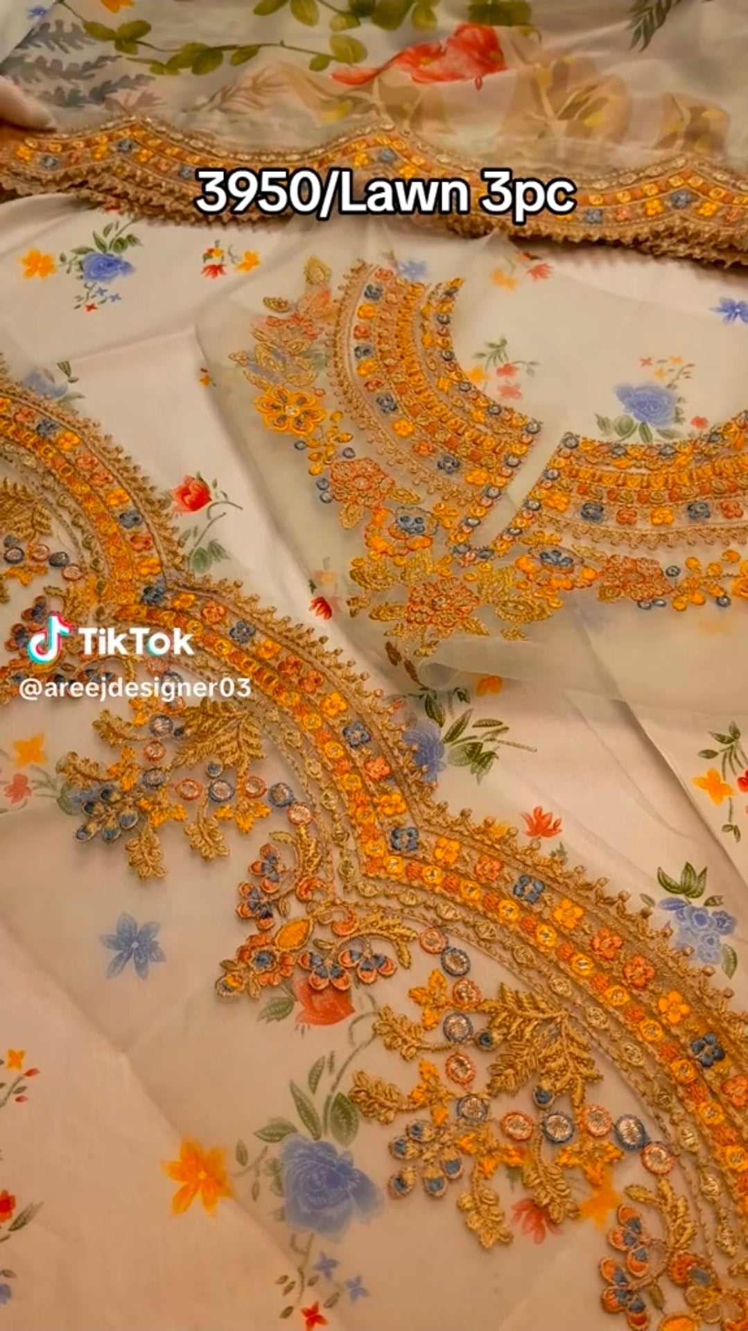 Baroque Luxury Lawn 3pc Article (Unstitched) with Silk ready Dupatta