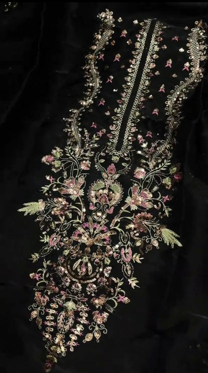 Luxury Sheesha Silk Long Neckline Style 2pc Article (Unstitched)