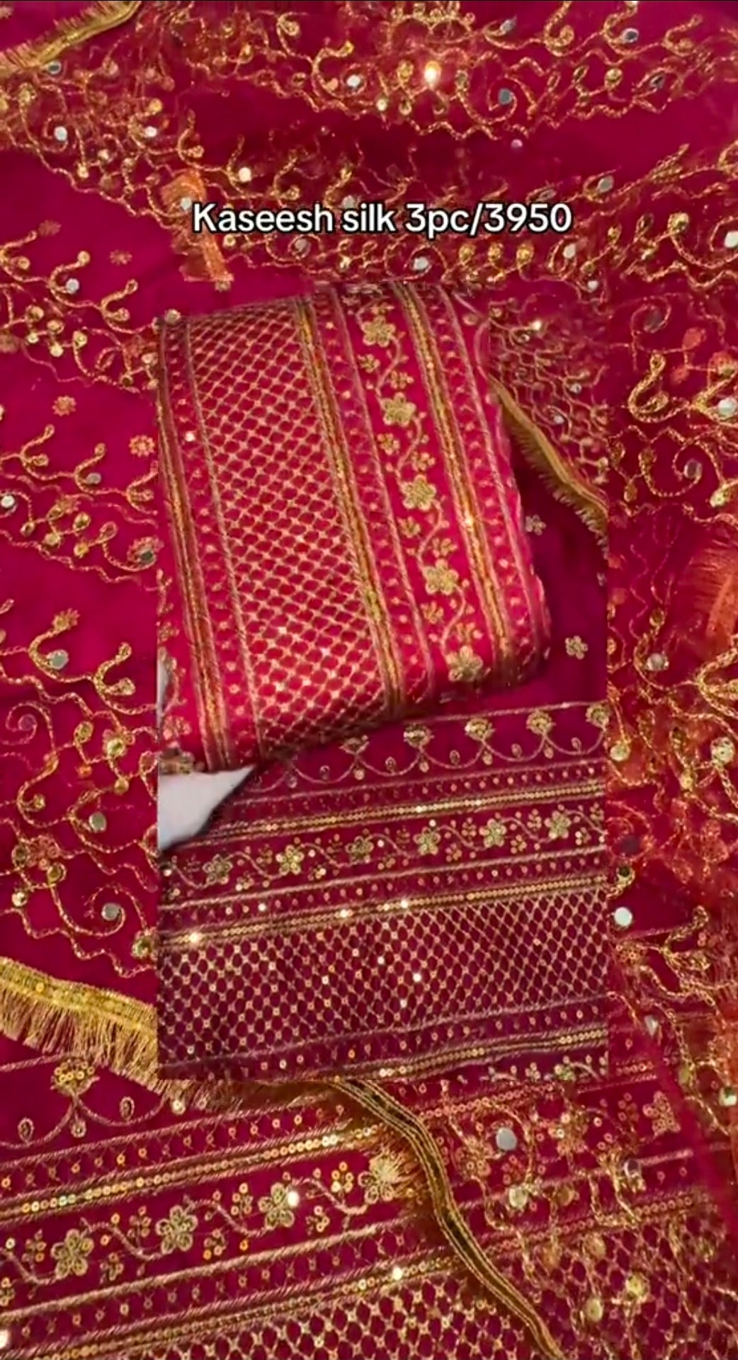 Kashee's Wedding Special Silk 3pc Article (Unstitched)