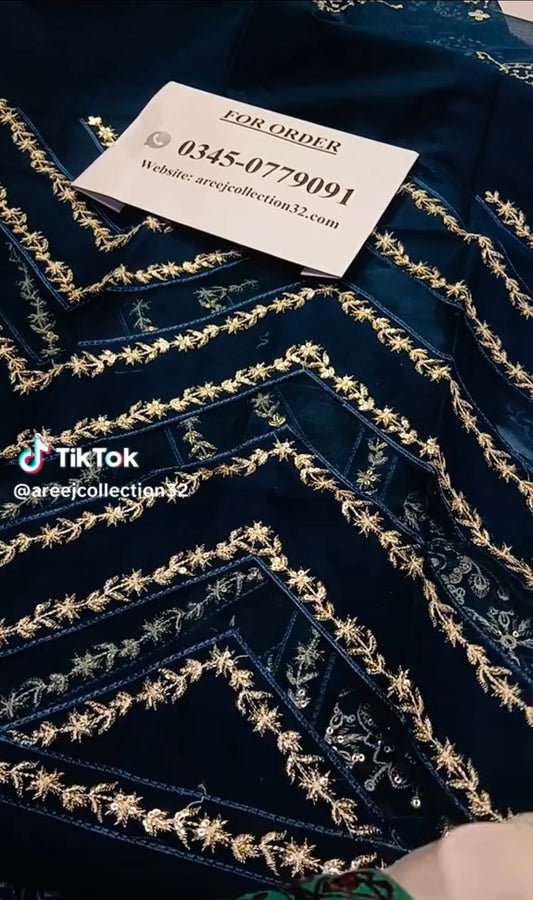 Eid Special Maria B Luxury Lawn Applic Slaves 3pc (Unstitched)