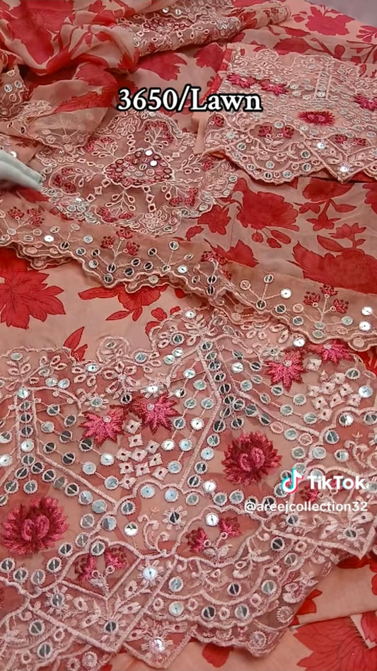 Luxury Lawn 9MM Article 3 Piece  (Unstitched)