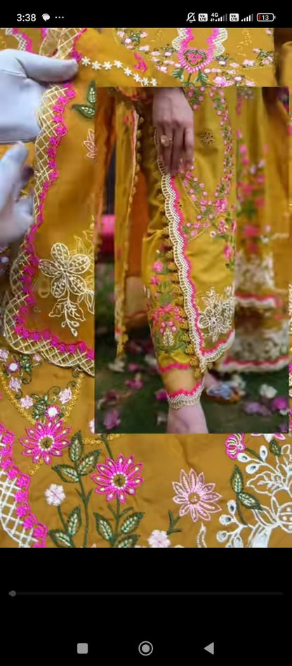 Aneela's Dhanak Warm Winter 3pc Article (Unstitched) Mustard