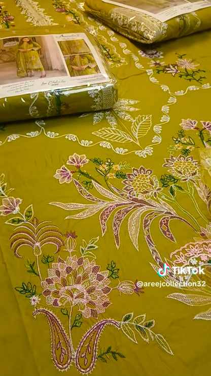 Aneelas Luxury Lawn 3 Piece Article with Khaadi Net Dupatta