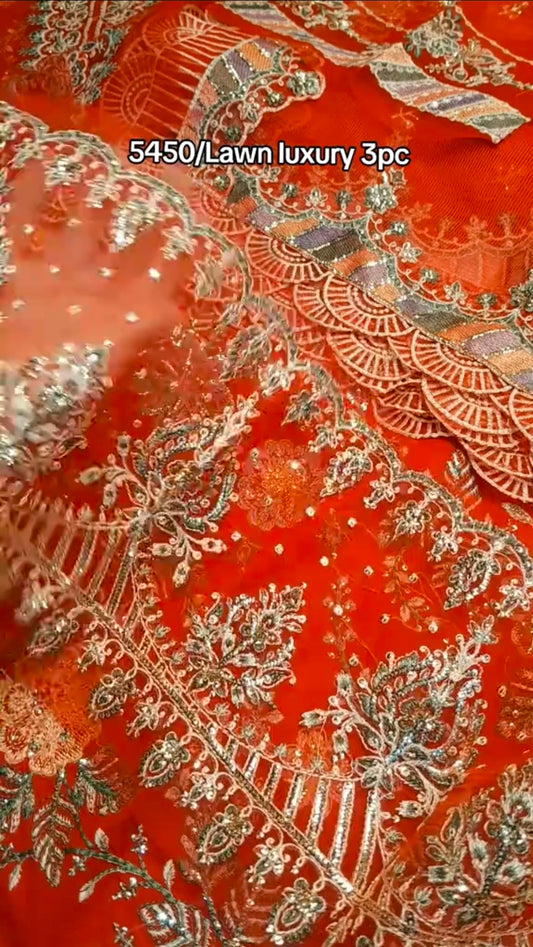 Maria.B Luxury Lawn 3pc Article (Unstitched) with Khaadi Net Dupatta
