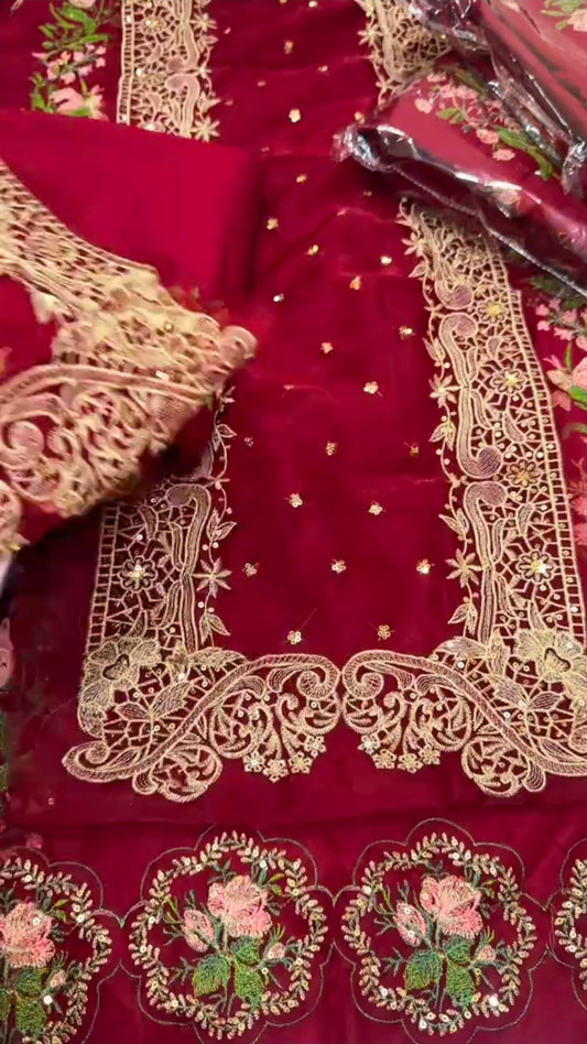 Dhanak Warm Winter 2pc Article (Unstitched) Mehroon