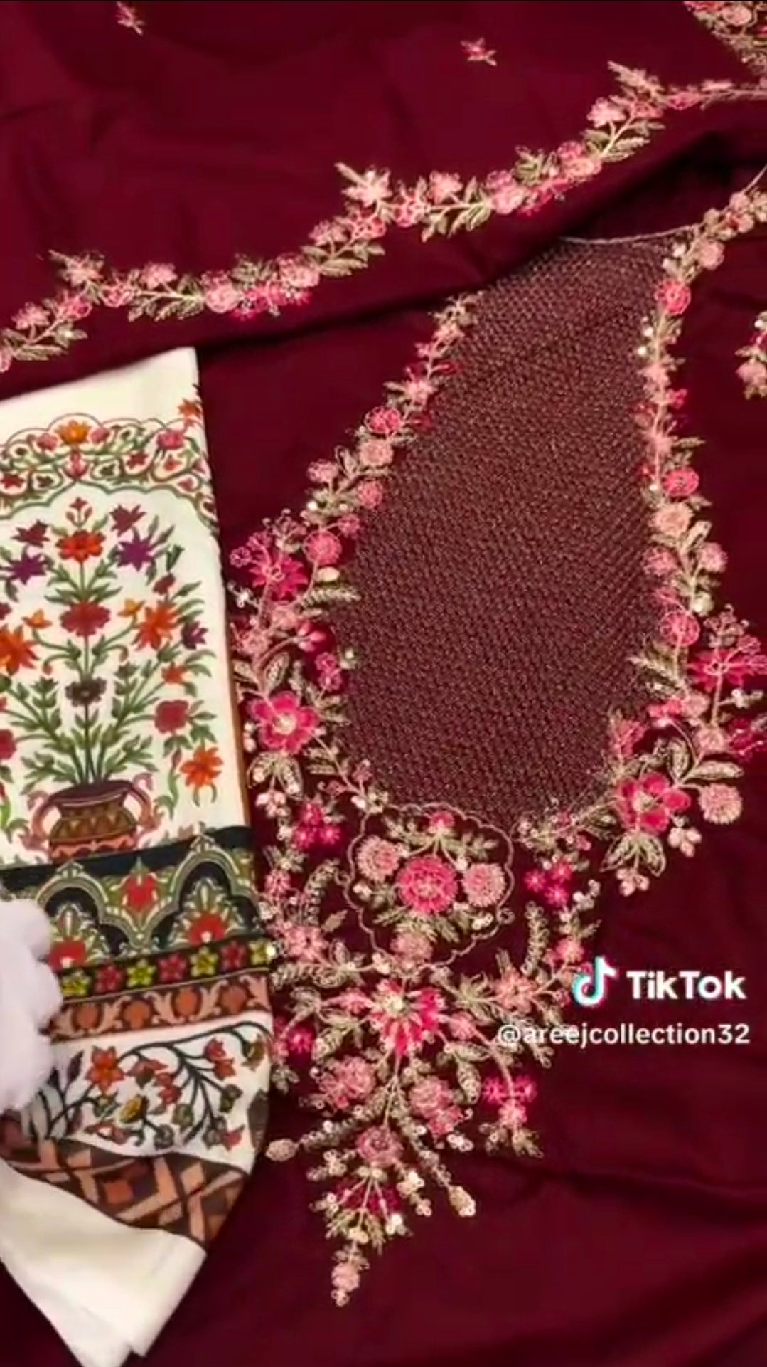 Dhanak Viral Dress With Grip Printed Touser 2pc Article (Unstitched)