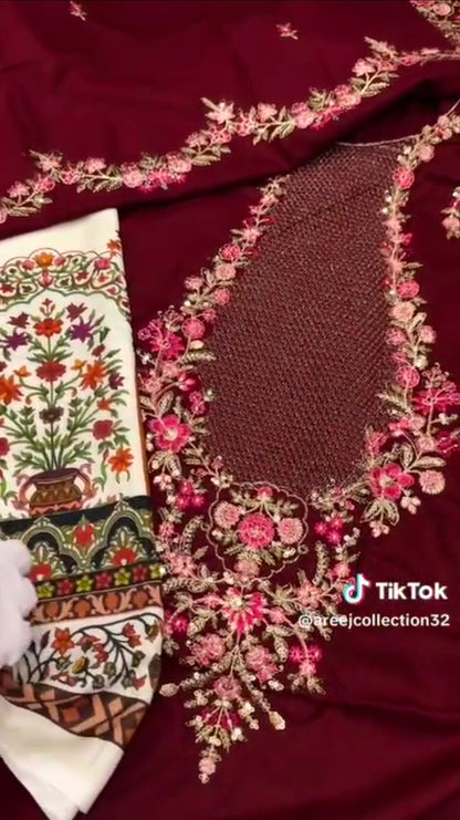 Dhanak Viral Dress With Grip Printed Touser 2pc Article (Unstitched)
