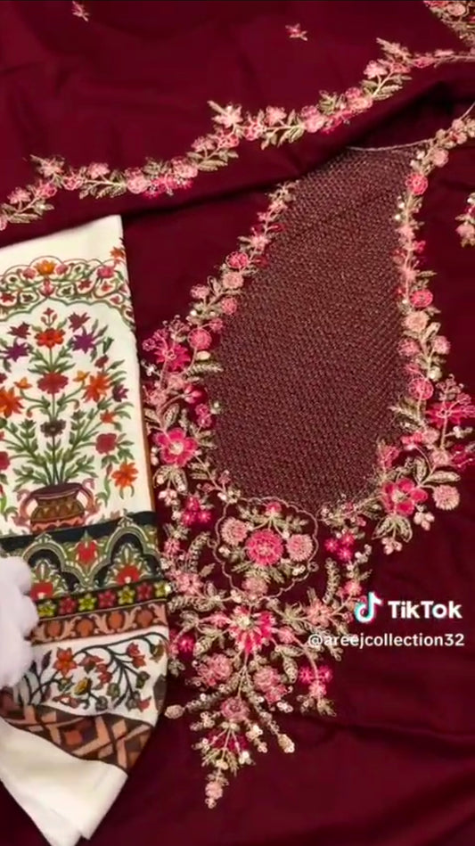 Dhanak Viral Dress With Grip Printed Touser 2pc Article (Unstitched)