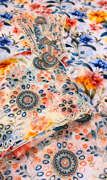 Soft Print Luxury Lawn Article 3pc (Unstitched) Multi Colors