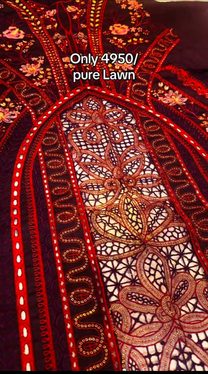 Maria.B Luxury Lawn Lasercut 3pc Article (Unstitched)