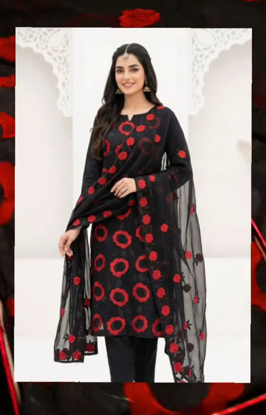 Red Rose Lawn 3pc (Unstitched)