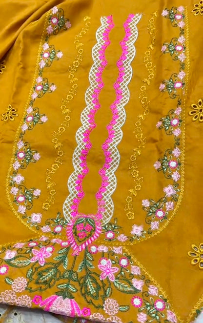 Aneela's Dhanak Warm Winter 3pc Article (Unstitched) Mustard