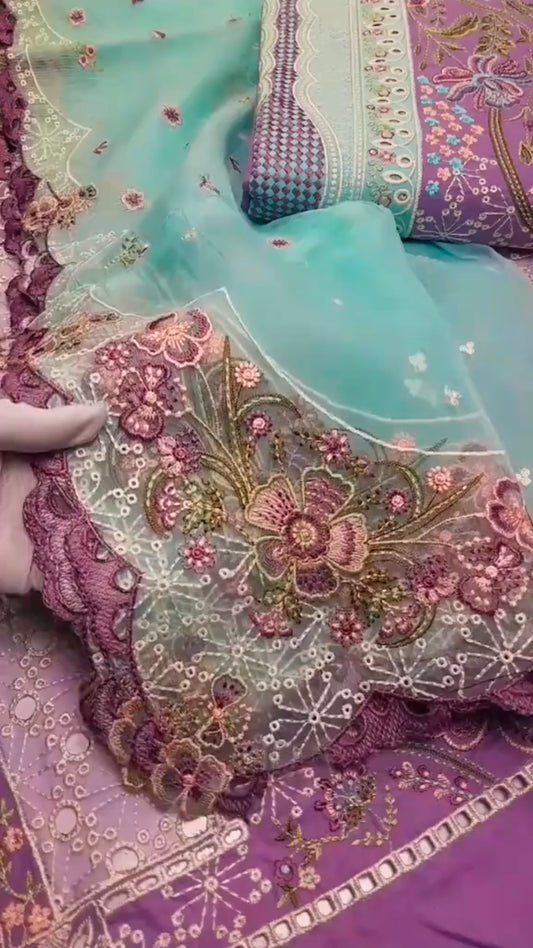 Bin ilyas Luxury Lawn with Monar ready Dupatta 3pc (Unstitched)