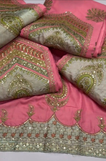 Ethnic Luxury Aplic Kiari Style Dhanak 3pc Article (Unstitched)