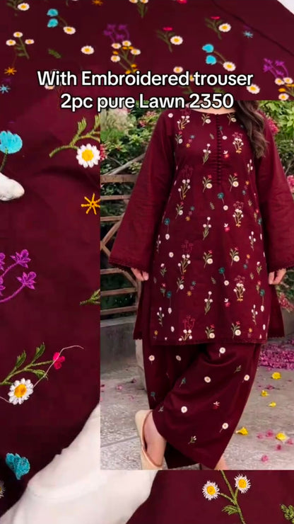 Lawn Viral Booti Work Embroided 2pc Article (Unstitched)