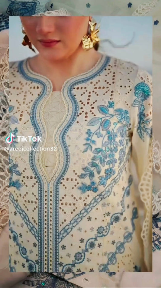 Aneelas Luxury Lawn 3pc Article (Unstitched) with Monar Ready Dupatta
