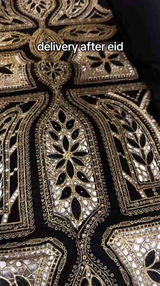 Maria.B Luxury Lawn Lasercut Black 3pc (Unstitched)