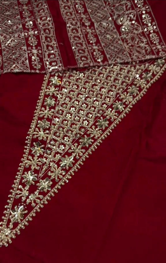 Hussain Rehar Handmade Article Raw Silk 3pc Article (Unstitched)
