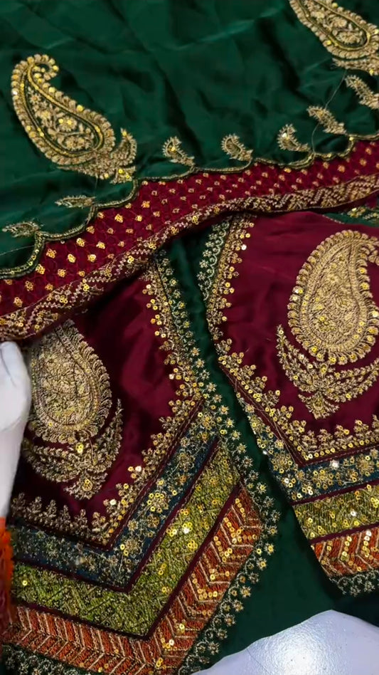Ethnic Kiari Style Aplic Work Silk 2pc Article (Unstitched)