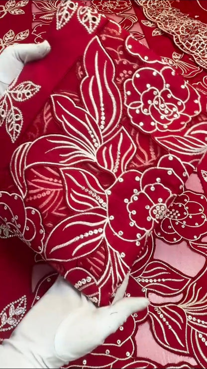 Maria.B Luxury Lawn Applic Work  3pc Article (Unstitched)