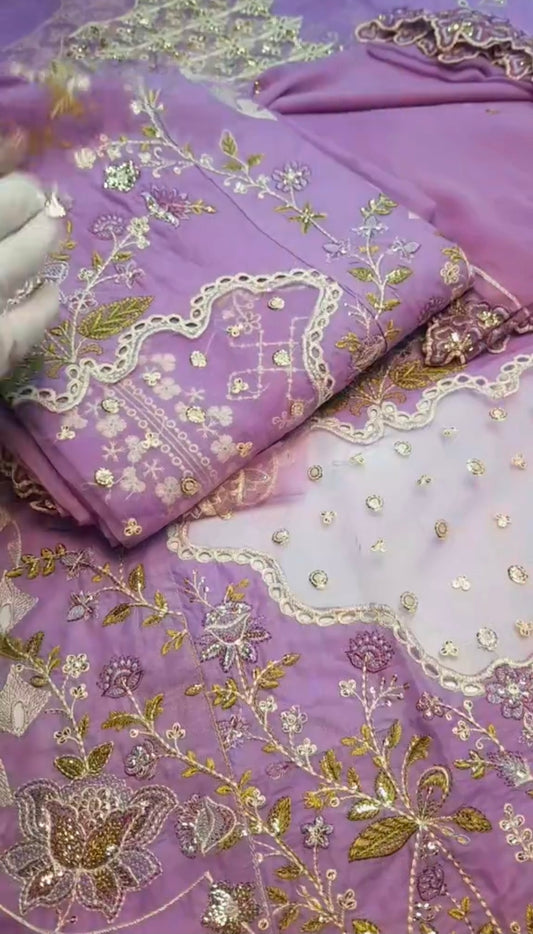 Ethnic Luxury Lawn 3pc Article (Unstitched) with Pure Chiffon Dupatta